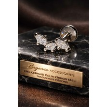 Begonia Accessories 316L Cerrahi Çelik Paslanmaz Kararmaz Alerji Yapmaz Zirkon Taşlı Figürlü Unisex Tragus Küpe Piercing