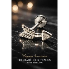 Begonia Accessories 316L Cerrahi Çelik Paslanmaz Kararmaz Alerji Yapmaz Zirkon Taşlı Figürlü Unisex Tragus Küpe Piercing