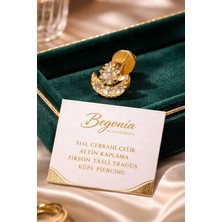 Begonia Accessories 316L Cerrahi Çelik Altın Kaplama Kararmaz Alerji Yapmaz Zirkon Taş Figür Unisex Tragus Küpe Piercing
