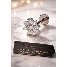 Begonia Accessories 316L Cerrahi Çelik Paslanmaz Kararmaz Alerji Yapmaz Zirkon Taşlı Figürlü Unisex Tragus Küpe Piercing