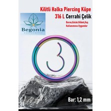 Begonia Accessories Antialerjik 316L Cerrahi Çelik Paslanmaz Kararmaz Kilitli Halka Kıkırdak Tragus Helix Piercing 1ADET