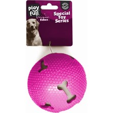 SHC4200 Işıklı Kemik Desenli Plastik Top Köpek Oyuncağı 7,5 cm Pembe