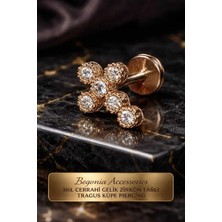 Begonia Accessories 316L Cerrahi Çelik Paslanmaz Kararmaz Alerji Yapmaz Zirkon Taşlı Figürlü Unisex Tragus Küpe Piercing