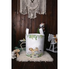 Sevimli Hayvanlar Desenli Katlanabilir Çocuk ve Bebek Odası Oyuncak Sepeti