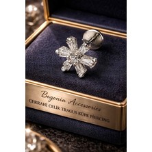 Begonia Accessories 316L Cerrahi Çelik Paslanmaz Kararmaz Alerji Yapmaz Zirkon Taşlı Figürlü Unisex Tragus Küpe Piercing