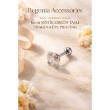 Begonia Accessories 316L Cerrahi Çelik Paslanmaz Kararmaz Alerji Yapmaz Zirkon Taşlı Figürlü Unisex Tragus Küpe Piercing