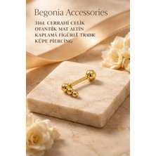 Begonia Accessories 316L Cerrahi Çelik Altın Kaplama Kararmaz Alerji Yapmaz Zirkon Taş Figür Unisex Tragus Küpe Piercing