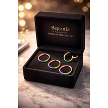 Begonia Accessories 316L Cerrahi Çelik Antialerjik Kıkırdak Tragus Helix Piercing 3 Adet Kilitli Halka Set
