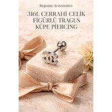 Begonia Accessories 316L Cerrahi Çelik Paslanmaz Kararmaz Alerji Yapmaz Zirkon Taşlı Figürlü Unisex Tragus Küpe Piercing