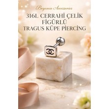 Begonia Accessories 316L Cerrahi Çelik Paslanmaz Kararmaz Alerji Yapmaz Zirkon Taşlı Figürlü Unisex Tragus Küpe Piercing