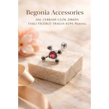 Begonia Accessories 316L Cerrahi Çelik Paslanmaz Kararmaz Alerji Yapmaz Zirkon Taşlı Figürlü Unisex Tragus Küpe Piercing