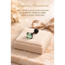 Begonia Accessories 316L Cerrahi Çelik Siyah Kaplama Alerji Yapmaz Zirkon Taş Figür Unisex Tragus Küpe Piercing