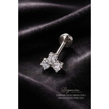 Begonia Accessories 316L Cerrahi Çelik Paslanmaz Kararmaz Alerji Yapmaz Zirkon Taşlı Figürlü Unisex Tragus Küpe Piercing