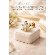 Begonia Accessories 316L Cerrahi Çelik Altın Kaplama Kararmaz Alerji Yapmaz Zirkon Taş Figür Unisex Tragus Küpe Piercing