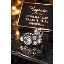 Begonia Accessories 316L Cerrahi Çelik Paslanmaz Kararmaz Alerji Yapmaz Zirkon Taşlı Figürlü Unisex Tragus Küpe Piercing