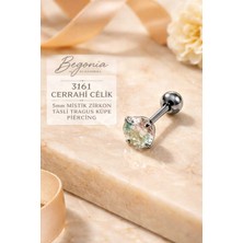 Begonia Accessories 316L Cerrahi Çelik Paslanmaz Kararmaz Alerji Yapmaz Zirkon Taşlı Figürlü Unisex Tragus Küpe Piercing
