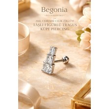 Begonia Accessories 316L Cerrahi Çelik Paslanmaz Kararmaz Alerji Yapmaz Zirkon Taşlı Figürlü Unisex Tragus Küpe Piercing