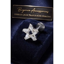 Begonia Accessories 316L Cerrahi Çelik Paslanmaz Kararmaz Alerji Yapmaz Zirkon Taşlı Figürlü Unisex Tragus Küpe Piercing