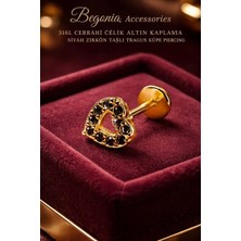 Begonia Accessories 316L Cerrahi Çelik Altın Kaplama Kararmaz Alerji Yapmaz Zirkon Taş Figür Unisex Tragus Küpe Piercing