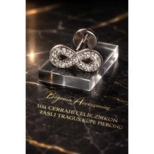 Begonia Accessories 316L Cerrahi Çelik Paslanmaz Kararmaz Alerji Yapmaz Zirkon Taşlı Figürlü Unisex Tragus Küpe Piercing