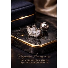 Begonia Accessories 316L Cerrahi Çelik Paslanmaz Kararmaz Alerji Yapmaz Zirkon Taşlı Figürlü Unisex Tragus Küpe Piercing