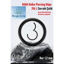Begonia Accessories Antialerjik 316L Cerrahi Çelik Paslanmaz Kararmaz Kilitli Halka Kıkırdak Tragus Helix Piercing 1ADET
