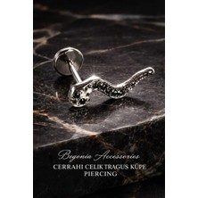 Begonia Accessories 316L Cerrahi Çelik Paslanmaz Kararmaz Alerji Yapmaz Zirkon Taşlı Figürlü Unisex Tragus Küpe Piercing