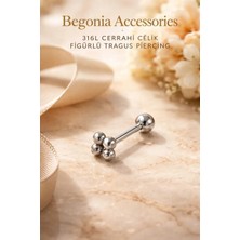 Begonia Accessories 316L Cerrahi Çelik Paslanmaz Kararmaz Alerji Yapmaz Zirkon Taşlı Figürlü Unisex Tragus Küpe Piercing