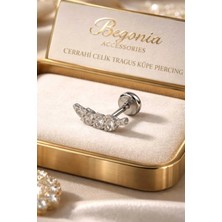 Begonia Accessories 316L Cerrahi Çelik Paslanmaz Kararmaz Alerji Yapmaz Zirkon Taşlı Figürlü Unisex Tragus Küpe Piercing