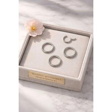 Begonia Accessories 316L Cerrahi Çelik Antialerjik Kıkırdak Tragus Helix Piercing 3 Adet Kilitli Halka Set