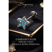 Begonia Accessories 316L Cerrahi Çelik Paslanmaz Kararmaz Alerji Yapmaz Zirkon Taşlı Figürlü Unisex Tragus Küpe Piercing