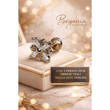 Begonia Accessories 316L Cerrahi Çelik Paslanmaz Kararmaz Alerji Yapmaz Zirkon Taşlı Figürlü Unisex Tragus Küpe Piercing
