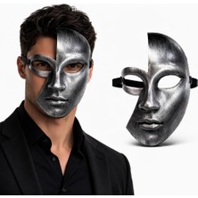 Kaia Life Antik Efektli Gümüş Yarım Yüz Plastik Parti Maskesi