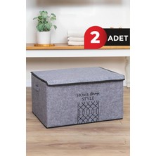 Gri Keçe Kapaklı Mega Plus Kutu 57X41X31 Cm, Şık ve Kullanışlı Depolama