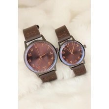 SHC4200 Mey Ithalat® Kahverengi Deri Kordonlu Metal Kasa Sevgili Saatleri