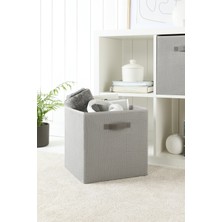 Gri Jüt Çamaşır ve Oyuncak Saklama Kutusu, Katlanabilir, 33X30X33 cm