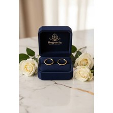 Begonia ACCESSORIES925 Ayar Gümüş Unisex 1 Çift Gold Halka Küpe Set