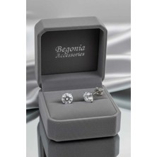 Begonia Accessories 925 Ayar Gümüş Zirkon Tek Taş Küpe – Pimli | Alerji Yapmaz | 1 Çift Küpe
