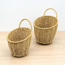 2'li Hasır Rattan Askılı Çok Amaçlı Sepet ve Kaşıklık Organizer
