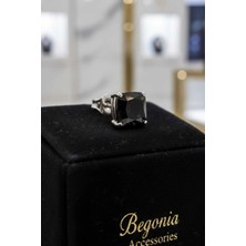 Begonia Accessories 925 Ayar Gümüş Siyah Kare Zirkon Tek Taş Unısex Küpe – Pimli | Alerji Yapmaz | 1 Adet (Çift Değil)