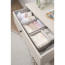 Pratik 4'lü Çekmece Düzenleyici Seti, Gri Kumaş Organizer, Dolap Içi