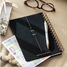 MarkEntegra Siyah Keten Spiralli A5 Haftalık Ajanda, 12 Aylık