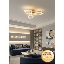 Yonca Model Gold 3"lü Ledli 3 Renk Modu Kristal Salon Mutfak Yatak Çocuk Odası Avize