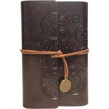 MarkEntegra Retro Deri Kapaklı Not Defteri - Zaman Temalı Tasarım