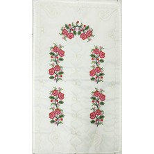 Dilex DİLEX Çeyizlik Makine İşi Etamin Seccade Beyaz Kırmızı Nakışlı 120x73 cm