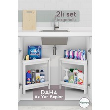 Iki Katlı Üçgen Düzenleyici Set, Mutfak, Banyo ve Evye Altı Için
