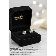 Begonia Accessories 925 Ayar Gümüş; Renk Değiştiren Oval Kesil Zultanit Tek Taş Unısex 1 Çift Küpe