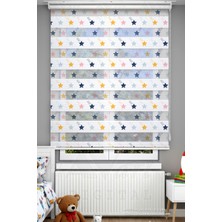 Avart Digital Çocuk Odası Için Renkli Yıldızlar Desenli Zebra Perde - Dijital Baskılı Zebra Stor Perde