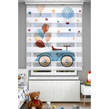 Avart Digital Araba ve Balon Basklı Çocuk Odası Perdesi (Suluboya Efektli) - Dijital Baskılı Zebra Stor Perde