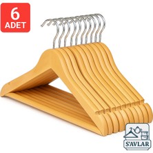 6’lı Kaymaz Ahşap Askı Seti – Dönebilen Kanca, Elbise ve Pantolon Askısı
